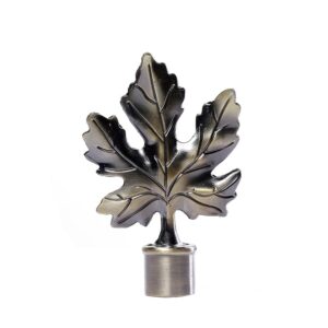Leaf curtain rods finial in antique brass, curtain track end caps