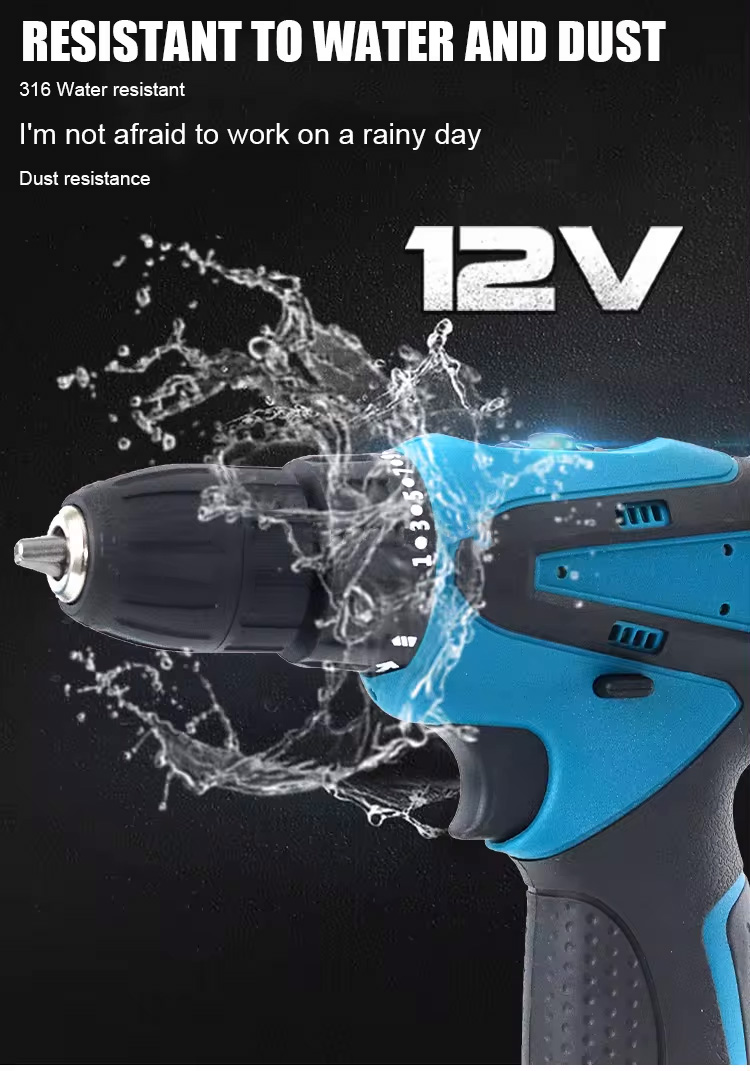 12V Battery Power Tools Mini Hand Drill Machine Electric Cordless Drill Power Drills Intro07
