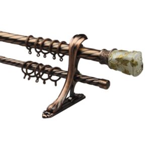 28mm+19mm design Brass finial curtain poles rod diameter double curtain rod