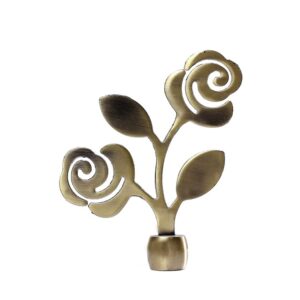 19mm 28mm Diameter Golden Silver Black White AB AC Flat Rose Flowers Leaves Metal Curtain Rod End Head Aluminum Curtain Finials