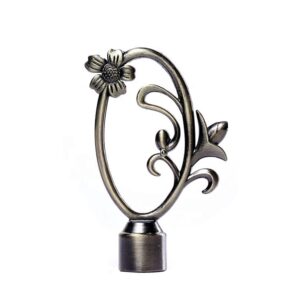 Flower and leaf circle curtain finials, curtain rod end finials